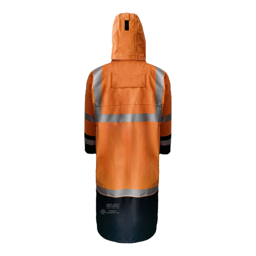 EXTREME GORE-TEX PYRAD® CAT 3 FR/ARC Rated Breathable High Visibility Rainwear Trench Coat Orange/Black